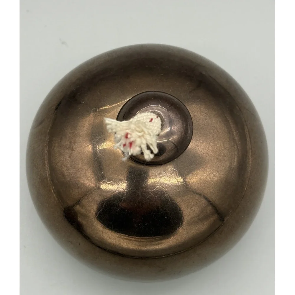 Hand Blown Glass Oil Lamp Candle Copper Tone Round Brown‎ 3.5
